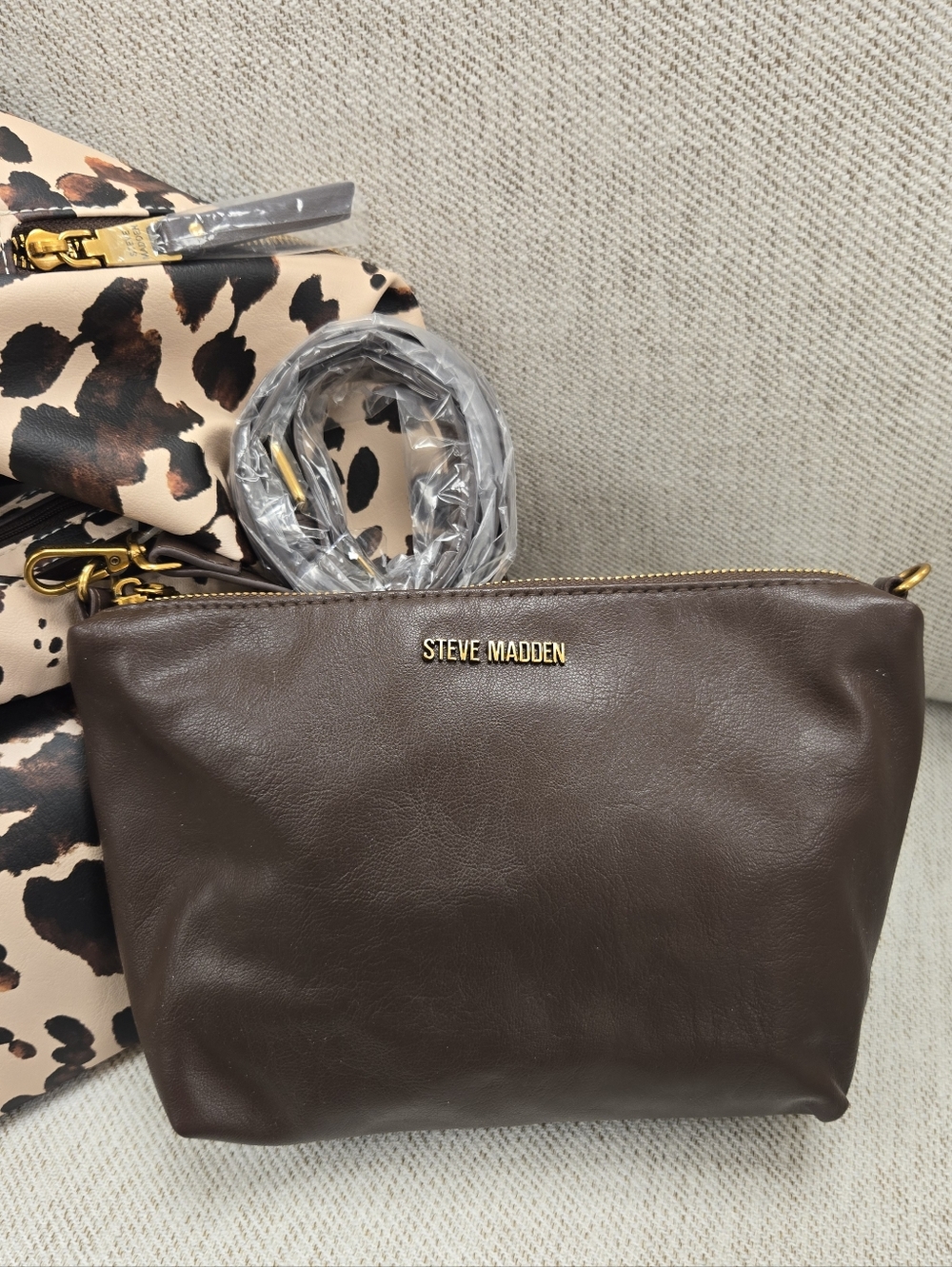 Steve Madden Cow-Print Hobo Handbag - Picture 4 of 6